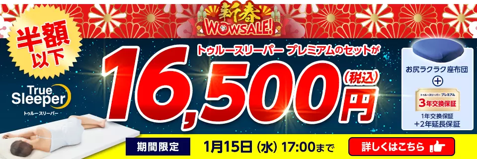 ショップジャパン】トゥルースリーパープレミアム3点セットが半額以下