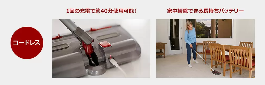 【新品】掃除機　コードレス　高速回転 スティッククリーナー LED付き レッド 公式】VOOM（電動回転スティッククリーナー）｜ショップジャパン