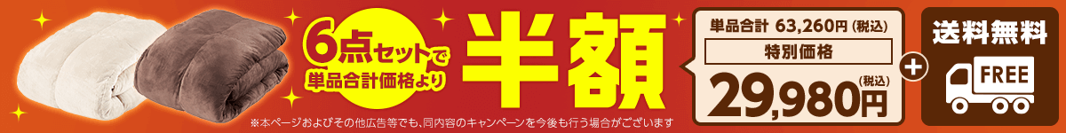 6点セットで単品合計価格より半額 単品合計63,260円(税込) 特別価格29,980円(税込)＋送料無料