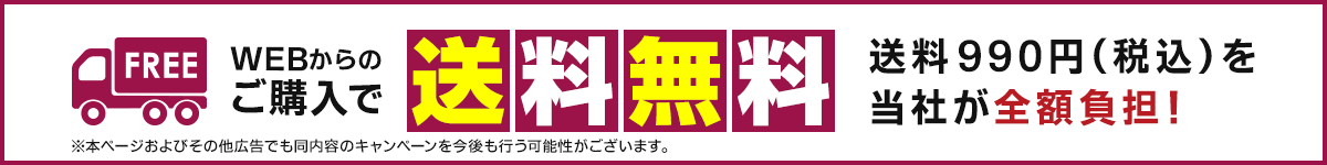 WEBからのご購入で 送料無料　送料990円（税込）を当社が全額負担！