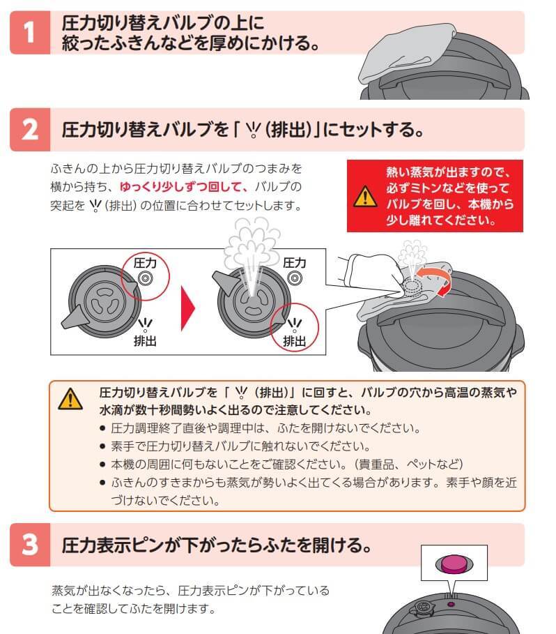 電気圧力鍋のピンが下がるまでの時間は?