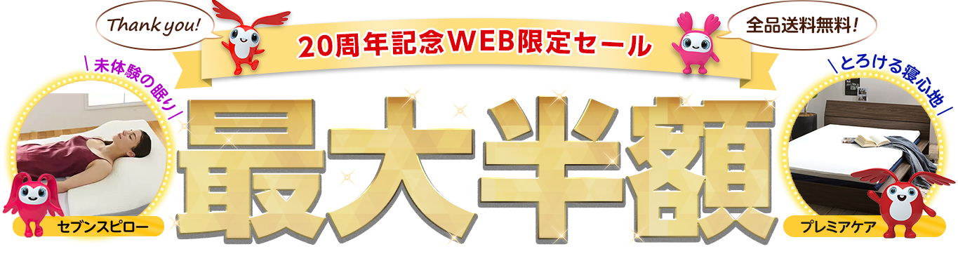 Thank you! 全品送料無料 20周年記念WEB限定セール 最大半額 未経験の眠り セブンスピロー とろける寝心地 プレミアケア