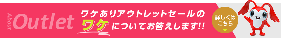 About Outlet ワケありアウトレットセールのワケについてお答えします!! 詳しくはこちら
