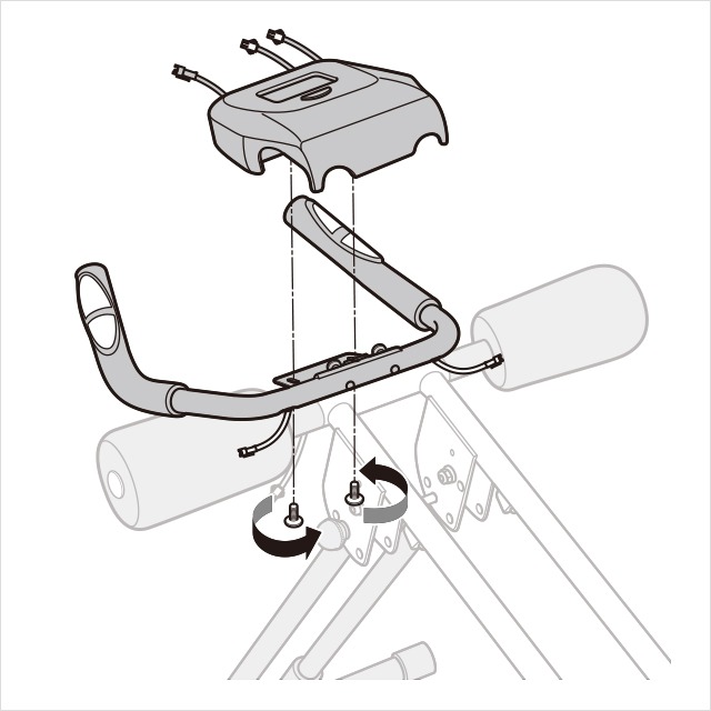 6.メーターをハンドルに取り付ける。（2）｜アブクラッシャー（腹筋マシン）の組み立て方