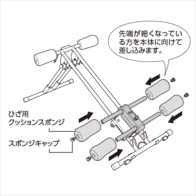 4.ひざ置き台にひざ用クッションスポンジを取り付ける(1)|アブクラッシャー(腹筋マシン)の組み立て方