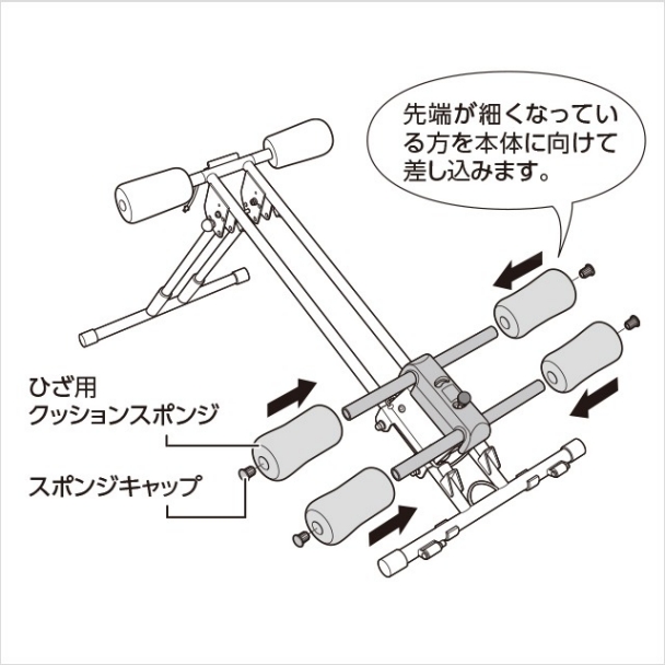 4.ひざ置き台にひざ用クッションスポンジを取り付ける（1）｜アブクラッシャー（腹筋マシン）の組み立て方