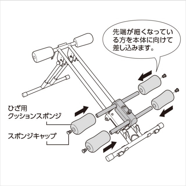 4.ひざ置き台にひざ用クッションスポンジを取り付ける(1)|アブクラッシャー(腹筋マシン)の組み立て方
