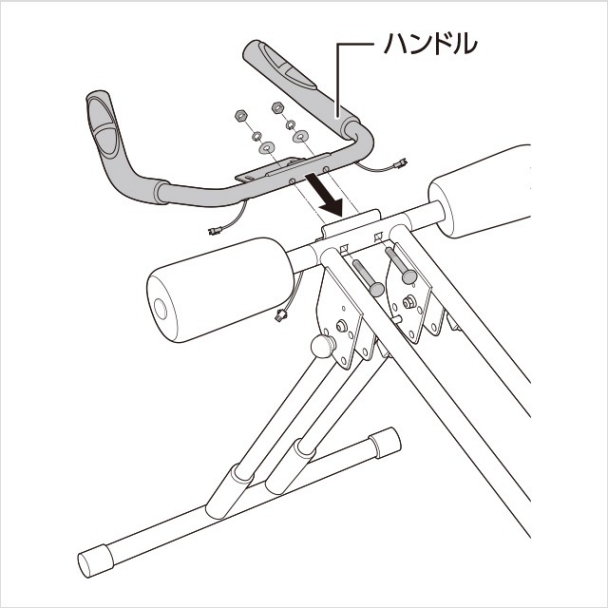 5.ハンドルをメインフレームに取り付ける（1）｜アブクラッシャー（腹筋マシン）の組み立て方