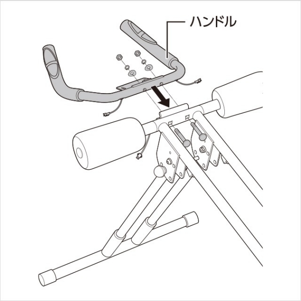 5.ハンドルをメインフレームに取り付ける(1)|アブクラッシャー(腹筋マシン)の組み立て方