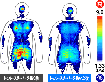 トゥルースリーパーを敷く前 トゥルースリーパーを敷いた後 単位:kPa