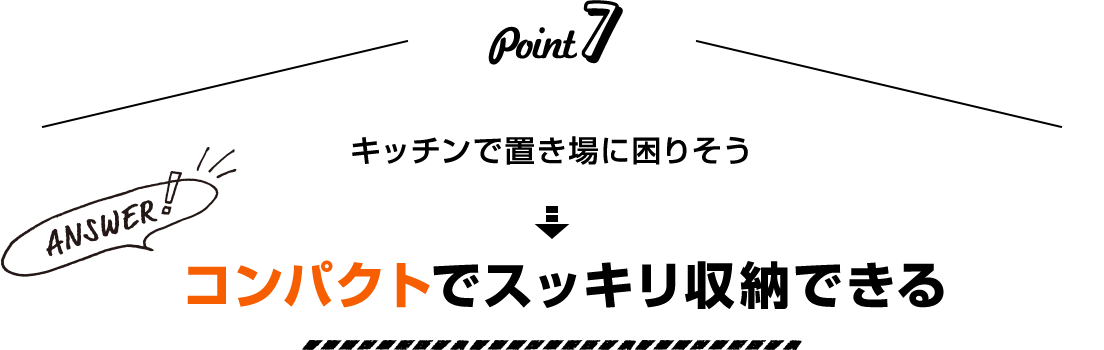 Point7 キッチンで置き場に困りそう Answer! コンパクトでスッキリ収納できる