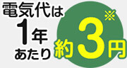 電気代は1年あたり約3円※