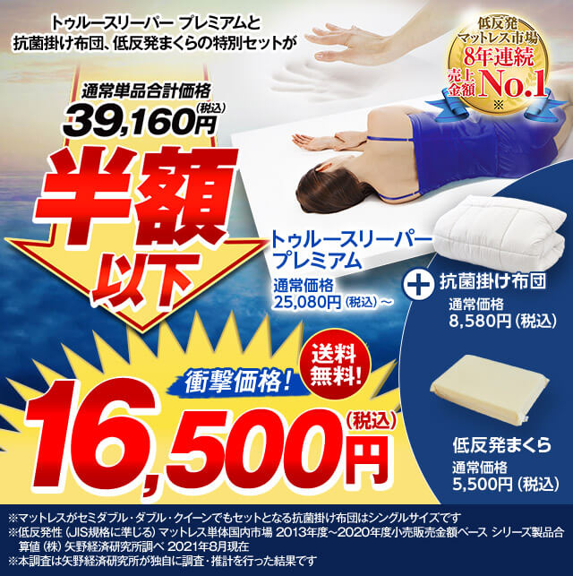 新品 トゥルースリーパー プレミアリッチ セミダブルサイズ 低反発