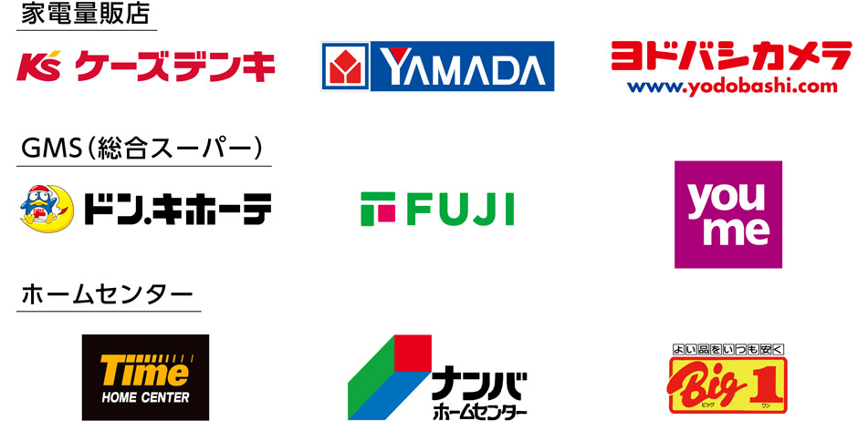 家電量販店 GMS(総合スーパー) ホームセンター