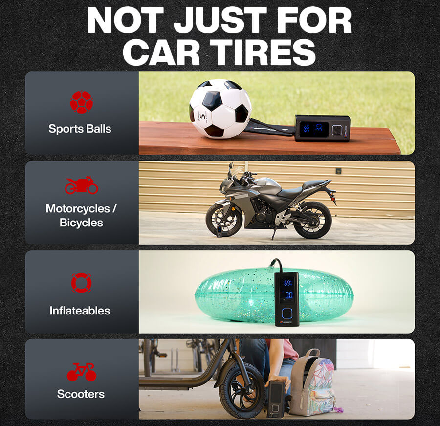 NOT JUST FOR CAR TIRES Sports Balls Motorcycles/Bicycles Inflateables Scooters