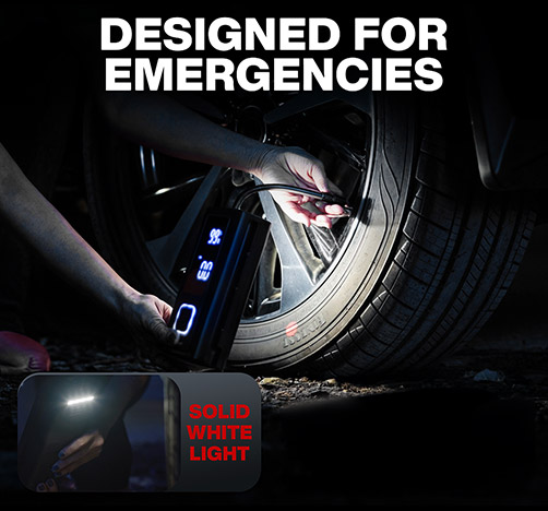 DESIGNED FOR EMERGENCIES SOLID WHITE LIGHT