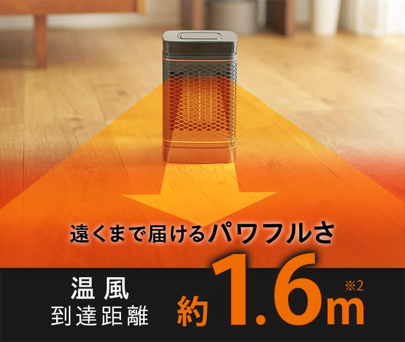遠くまで届けるパワフルさ 温風到達距離 約1.6m※2