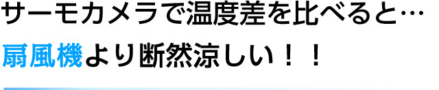 サーモカメラで温度差を比べると・・・扇風機より断然涼しい!