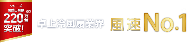 シリーズ累計出荷数220万台※2突破! 卓上冷風扇業界 風速No.1※3