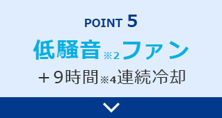 POINT5 低騒音※2ファン＋9時間※4連続冷却