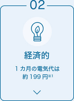 02 経済的 1か月の電気代は約199円※1