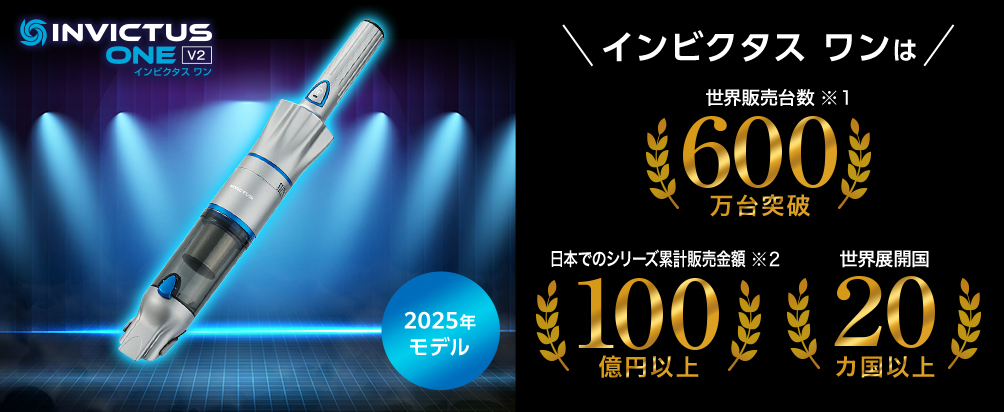 INVICTUS ONE V2 インビクタス ワン 2025年モデル インビクタス ワンは 世界販売台数600万台突破※1 日本でのシリーズ累計販売金額100億円以上※2 世界展開国20ヵ国以上