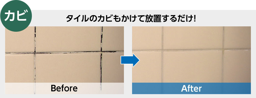 カビ タイルのカビもかけて放置するだけ! Before After
