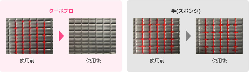 ターボ プロ 使用前 使用後 手(スポンジ) 使用前 使用後