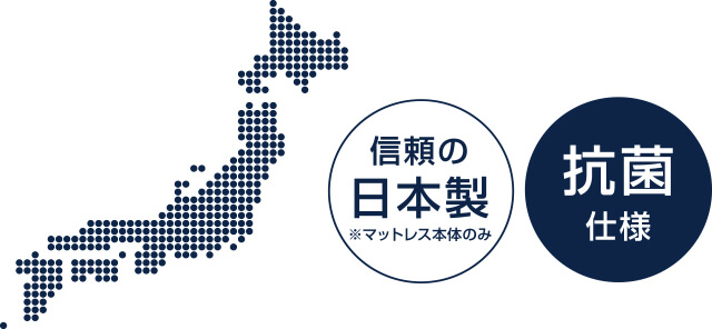 信頼の日本製 ※マットレス本体のみ 抗菌仕様
