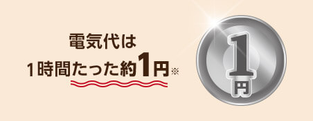 ヒートモアの電気代は1時間たった約1円※