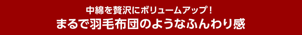 中綿を贅沢にボリュームアップ!まるで羽毛布団のようなふんわり感