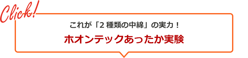 Click! これが「2種類の中綿」の実力!ホオンテックあったか実験