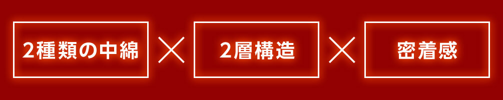 2種類の中綿×2層構造×密着感