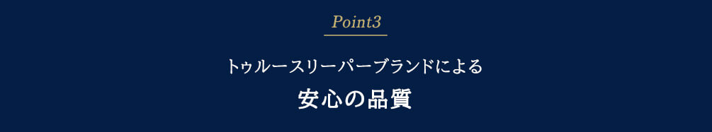 Point3 トゥルースリーパーブランドによる安心の品質