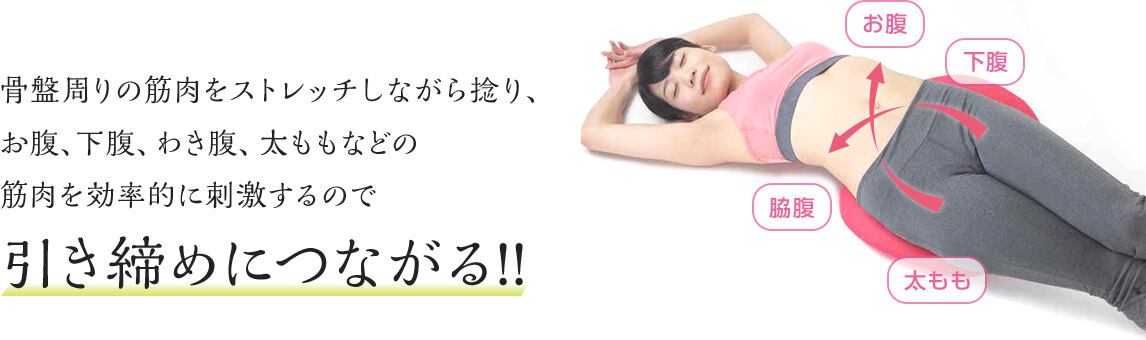 骨盤周りの筋肉をストレッチしながら捻り、お腹、下腹、わき腹、太ももなどの筋肉を効率的に刺激するので引き締めにつながる!! お腹 下腹 脇腹 太もも
