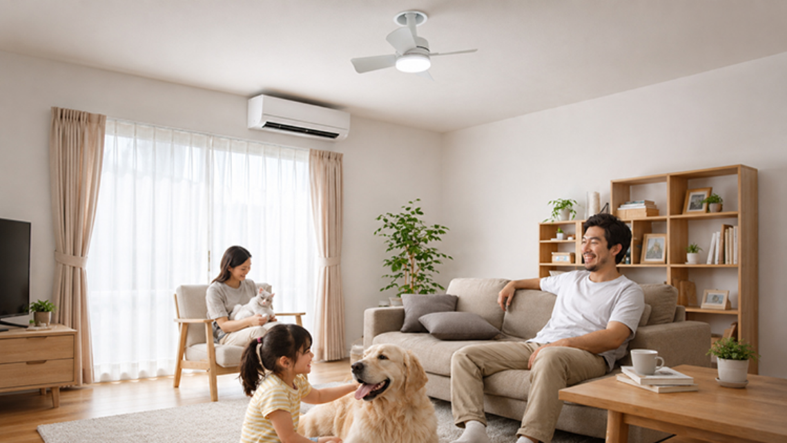 ここひえ ファンライト リビングでの使用イメージ