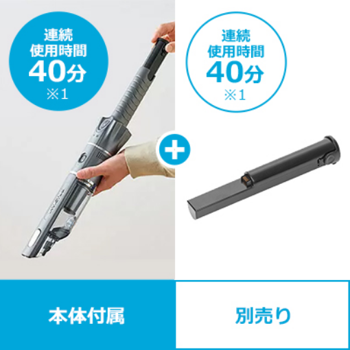 インビクタス ブーストパワースリムスティック 本体付属 連続使用時間40分※1 別売り 連続使用時間40分※1