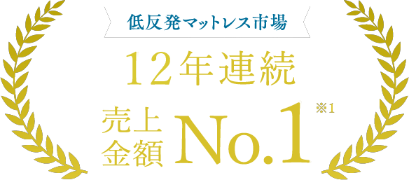 低反発マットレス市場 12年連続 売上金額No.1