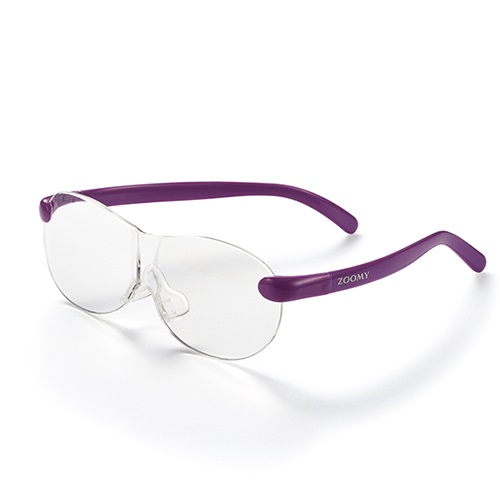 ズーミイ パープル+レッド（プレゼント付）見やすさと洗練されたデザインを兼ね備えたメガネ型拡大鏡