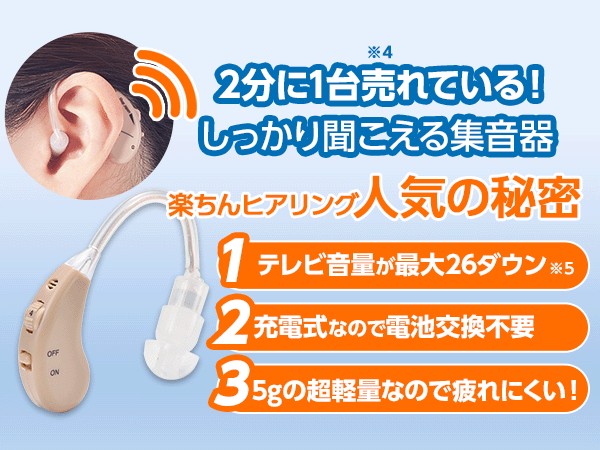 公式】楽ちんヒアリングSK-05（耳かけ型集音器）｜ショップジャパン