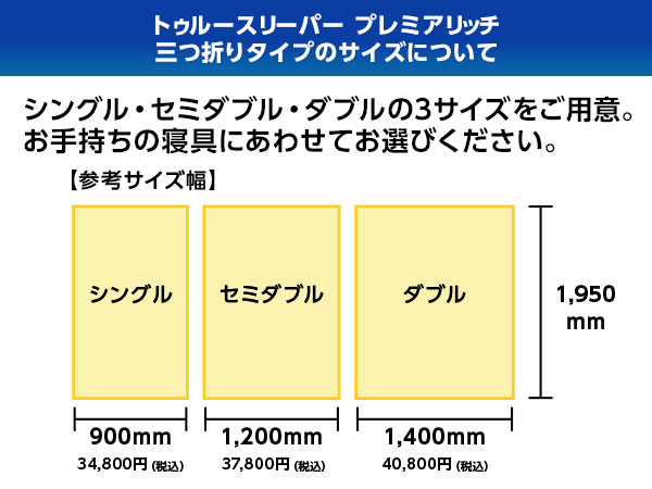 トゥルースリーパー プレミアリッチ三つ折りタイプ（柔らかめ・低反発マットレス）