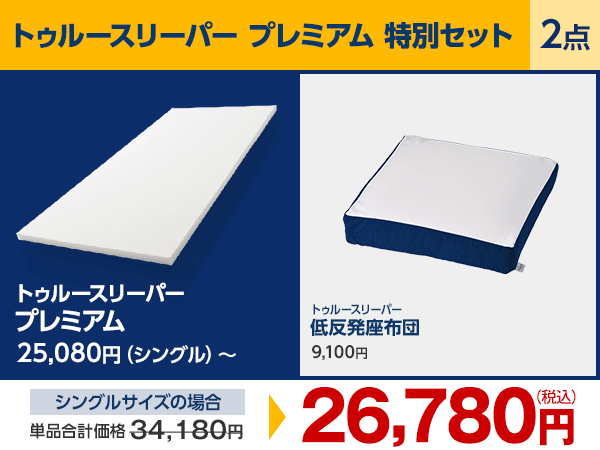 トゥルースリーパー 低反発座布団 本体(カバーを含む) セット